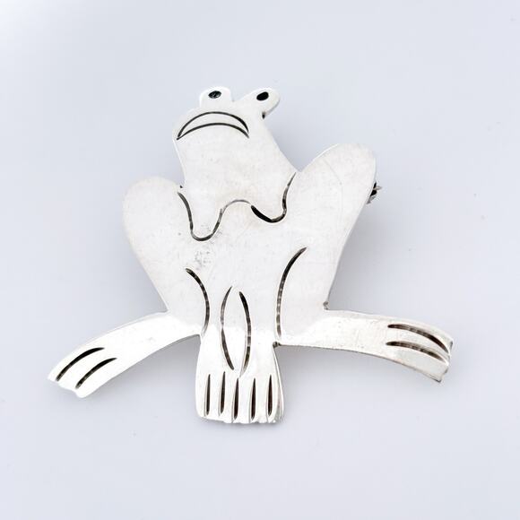 Vintage Mexico Taxco TC-87 Sterling Silver 925 Frog Pin Brooch Pendant - Picture 2 of 9